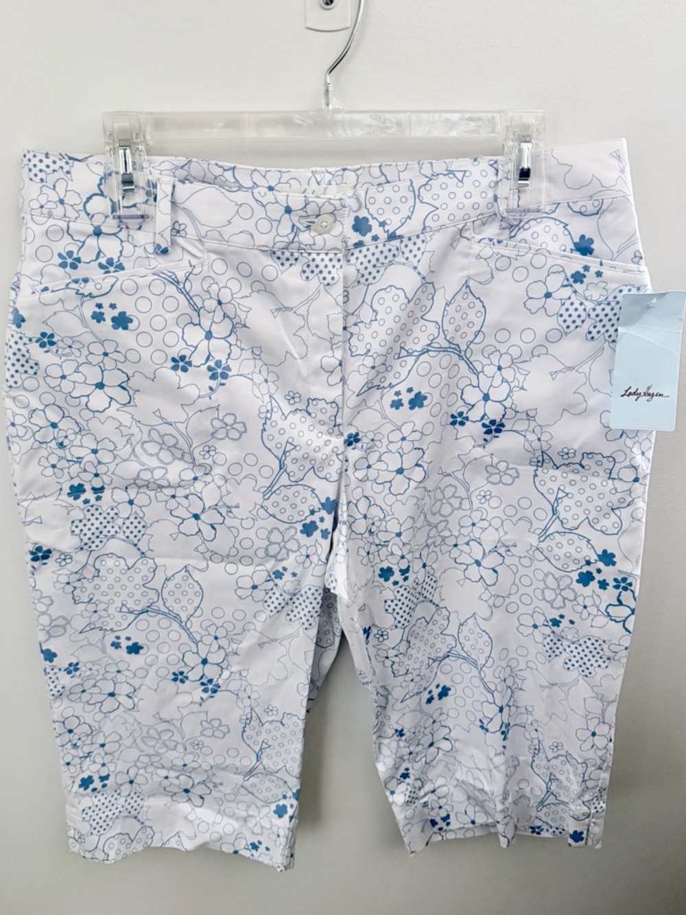Lady Hagen White & Blue Floral Petal Pushers